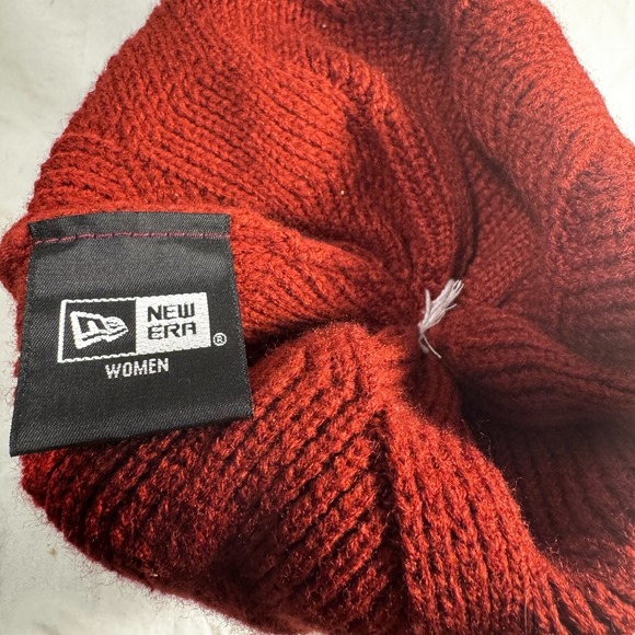New Era Women's Floridat State University Red Beanie Stocking Cap Pom Hat - Picture 9 of 11